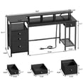 thumbnail image 6 of Satifur Computer Desk with 4 Drawers, 61 Inch Reversible Desk with Led Lights & Power Outlet, Home Office Desk with File Drawer & Monitor Stand, Black, 6 of 9