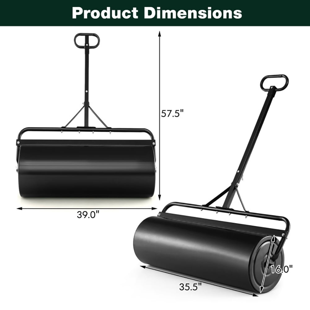 Resenkos Manual Lawn Aerator, Aerator Lawn Tool,39 Inch Wide Push/Tow Lawn Roller-Black