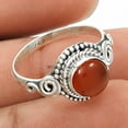 thumbnail image 2 of Natural Red Onyx Gemstone Ring, Pure 925 Sterling Silver, Red Stone Round Ring, Cabochons Cut Ring, Proposal Ring, Solitaire Ring, Statement Ring, Engagement Ring For Women (Red Onyx, 7), 2 of 3