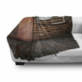 thumbnail image 2 of Antique Soft Flannel Fleece Blanket, Picture Frame on Damaged Brick Wall Aged Old Room Rustic Wooden Floor, Cozy Plush for Indoor and Outdoor Use, 70" x 90", Dark Orange Brown White, by Ambesonne, 2 of 5