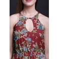 thumbnail image 3 of Bimba Floral Ladies Crew Neck Waist String Print Maxi Dress with Side Slits Summer Wear-Small, 3 of 6