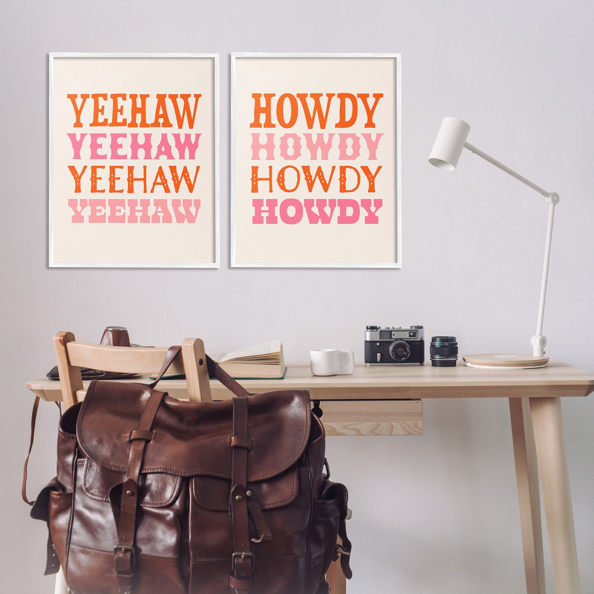 Stupell Industries Yeehaw & Howdy Typography Typography Painting White Framed Art Print Wall Art, 24 x 30, Set of 2