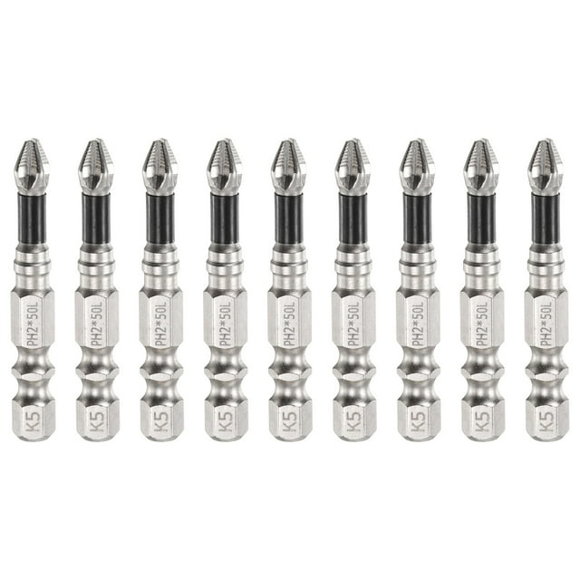 9 Piezas de Punta de Destornillador Phillips PH2 (#2) Antideslizante 1/4" Hex 2" (50mm) Magnético