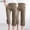 Brown, variant on 2 Pack Womens Cropped Pants Solid Color Drawstring Cotton Linen Loose Casual Straight Leg Seven Points Pants with Pocket Blue XXL