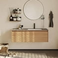 thumbnail image 2 of 48" Floating Bathroom Vanity with Sink, Modern Wall Mounted Vanity Bathroom Storage Cabinet with Gray Sintered Stone Top White Ceramic Basin, Light Wood, 2 of 6