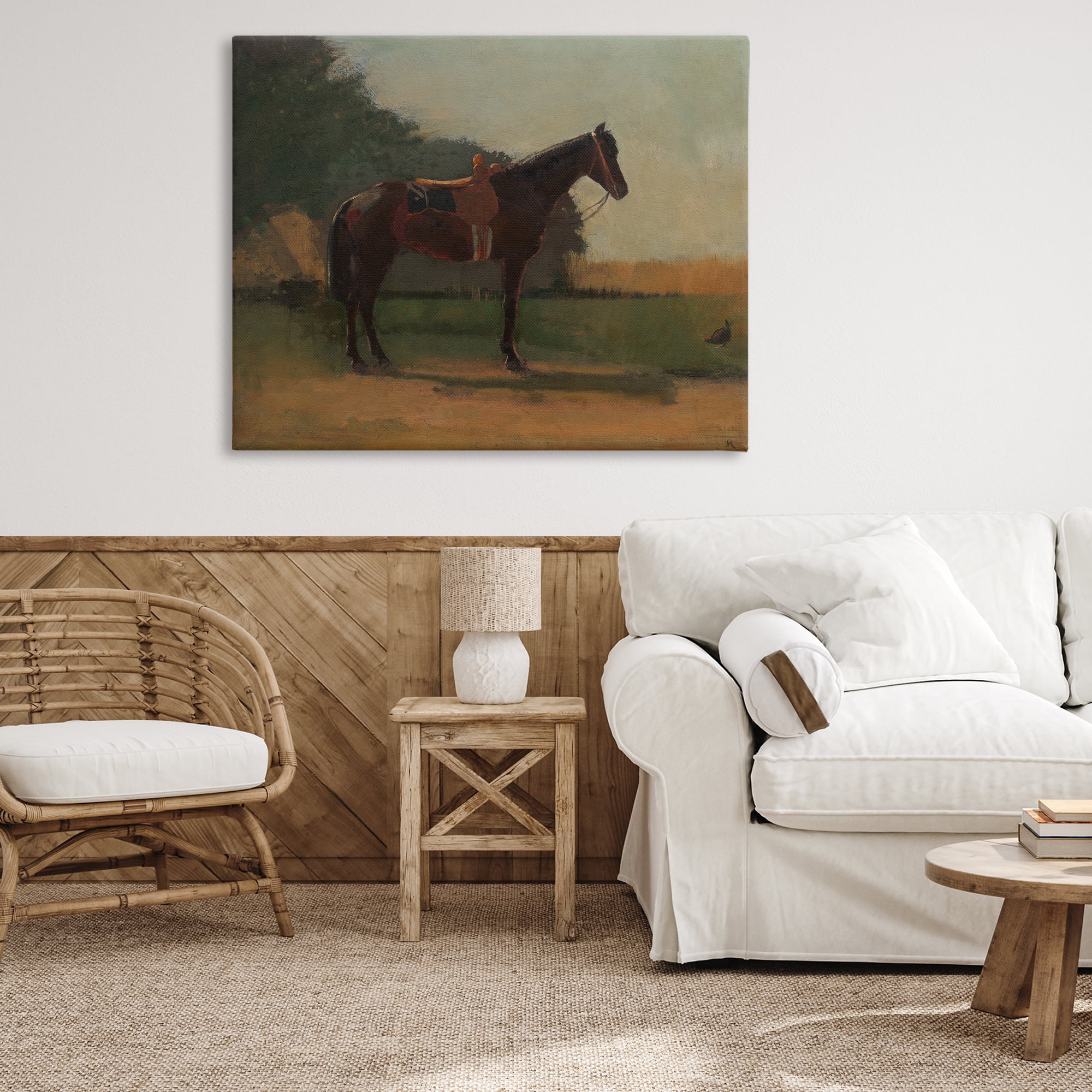 Stupell Industries Racing Horse with Saddle Animals & Insects Painting Gallery Wrapped Canvas Art Print Wall Art, 48 x 36