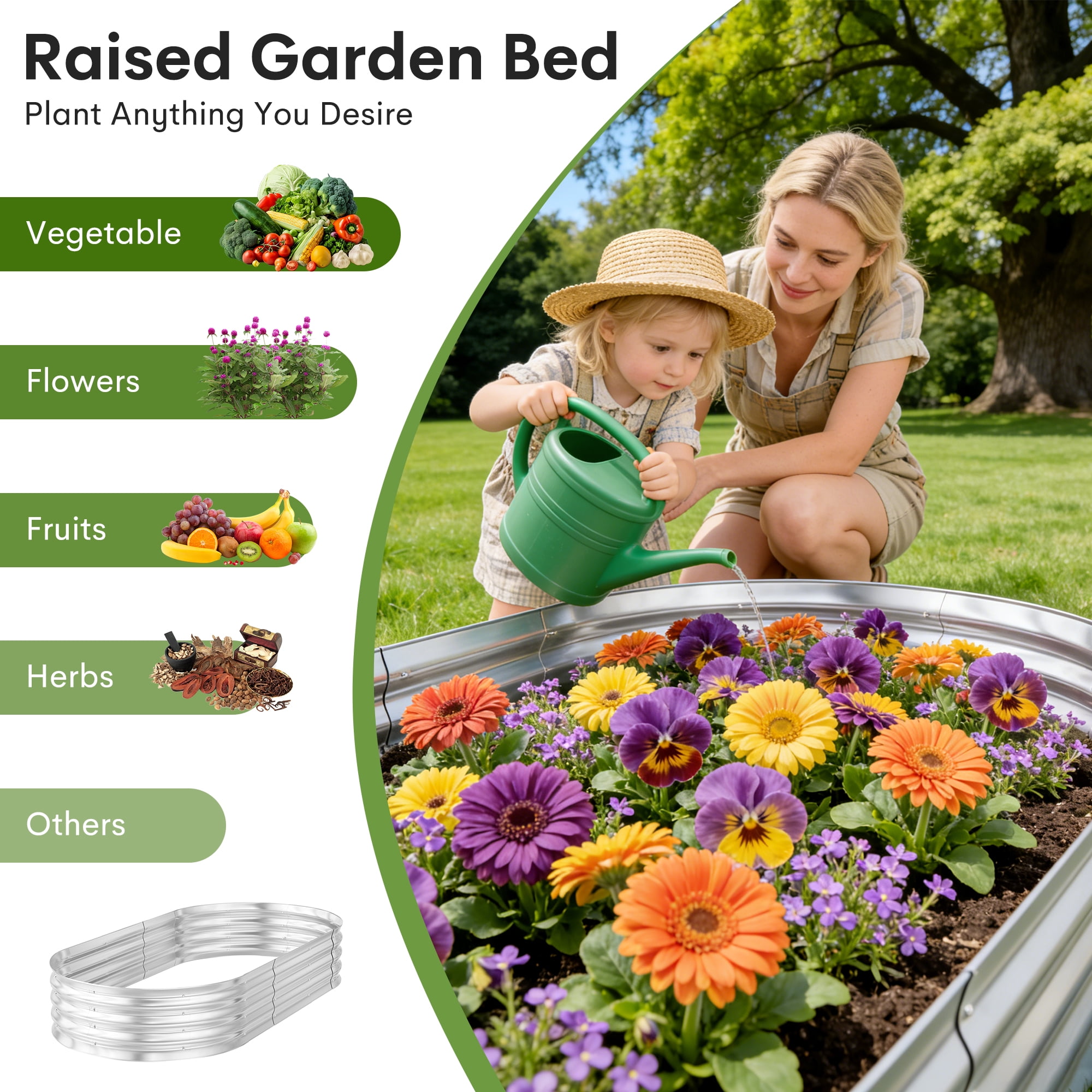 Raised Garden Bed Kit,2 Pack 6×3×1ft Raised Garden Boxes Outdoor for Vegetables and Flowers,Silver