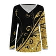 thumbnail image 5 of Hfyihgf Womens Tops Dressy to Wear with Leggings Sequins Trim V Neck Glitter Printed Graphic Elegant Long Sleeve T-Shirts Blouses(Yellow,L), 5 of 5