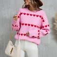 thumbnail image 5 of Delliss Women's Valentine's Day Knitted Sweater Heart Print Fashion Top Fall Clothes Pink L, 5 of 9