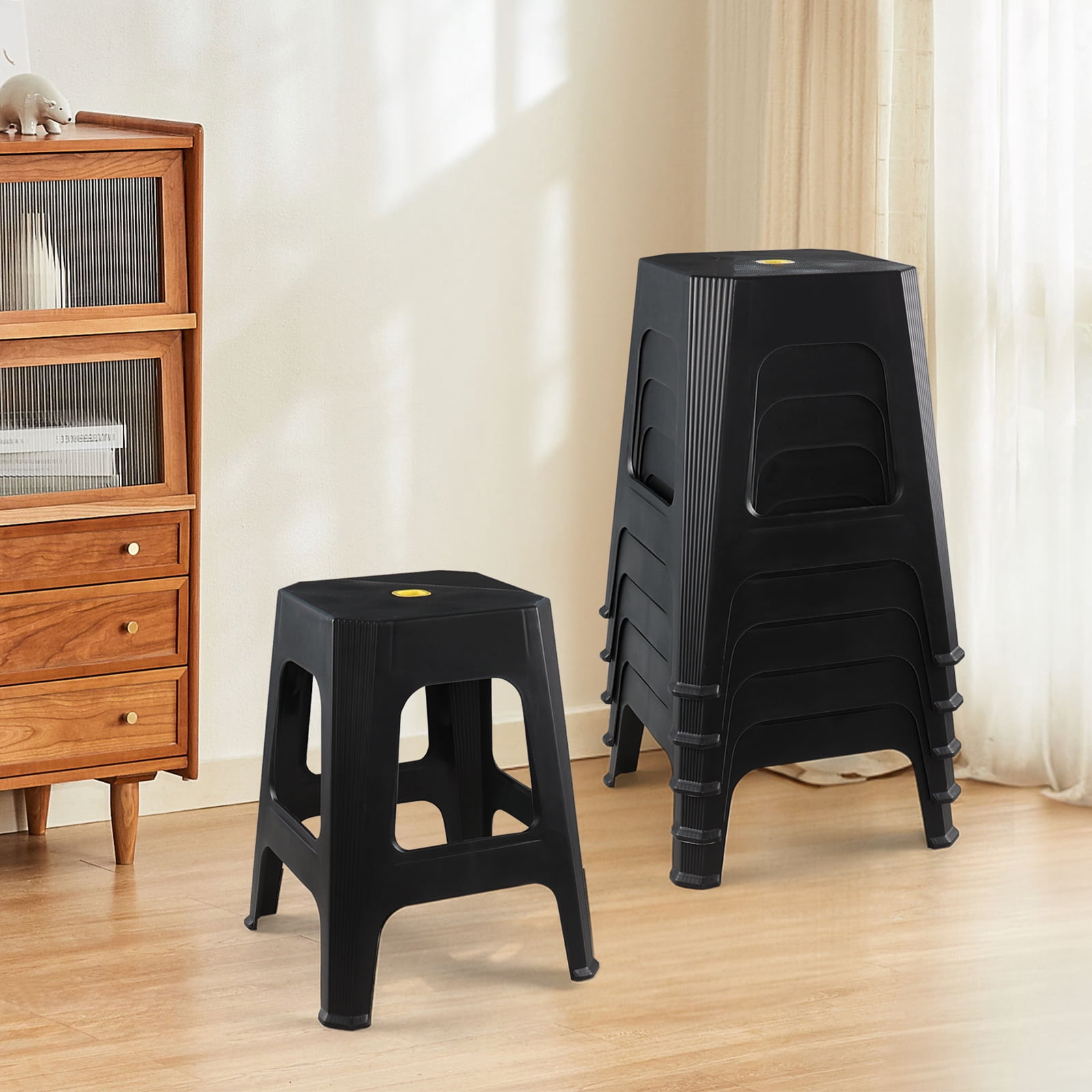 Cand 6-Pack 18.7 Inch High Plastic Stool Chair, Square Stackable