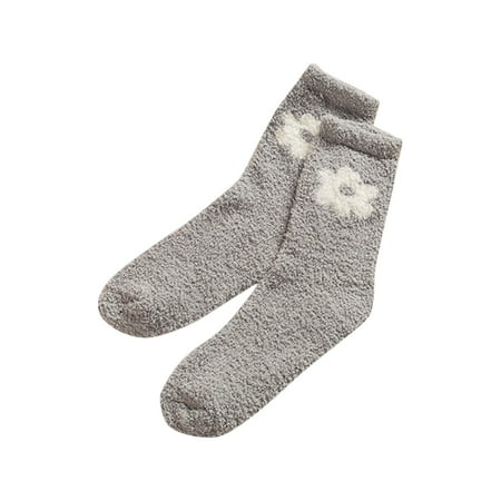 

Huaai socks for women Women Coral Socks Autumn And Winter Warm Home Floor Socks Mid Barrel Sleep Socks cute socks Grey