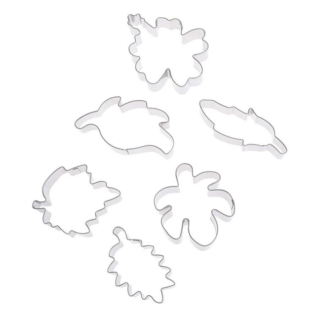 EeaseMX 6 moldes cortadores de galletas de acero inoxidable 430 con forma de hojas de árbol, para hacer tú mismo, moldes de chocolate, cupcakes, postres y hornear (plateados)