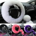 thumbnail image 2 of Hloma 3Pcs/Set Faux Wool Steering Wheel Gear Shift Rod Brake Fluffy Cover Car Decor, 2 of 7