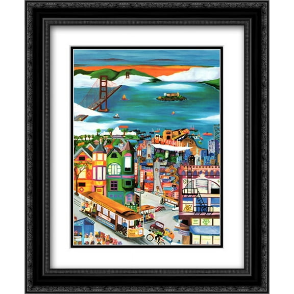 Hills of San Francisco 2x Matted 15x18 Black Ornate Framed Art Print by Linnea Pergola