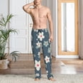 thumbnail image 5 of Uemuo Blue Flower Pattern Men's Wide Leg Palazzo Lounge Pants with Pockets Light Weight Loose Comfy Casual Pajama Pants-XX-Large, 5 of 9