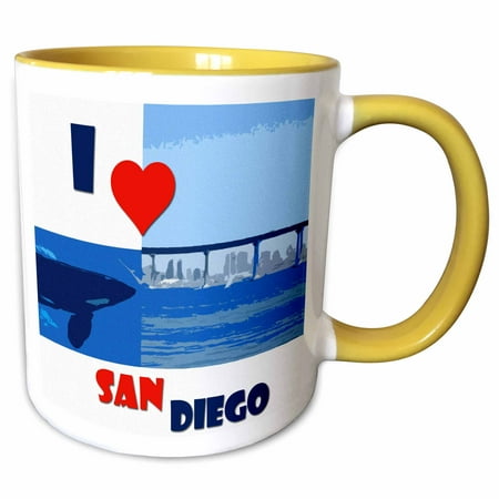 3drose, I Love San Diego. Balboa Park. Coronado Bridge. California., 11oz Two-tone Yellow Mug