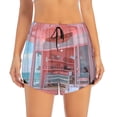 thumbnail image 2 of Salouo Pastel Pink Beach Cafe Print Women's 2 in 1 Running Shorts Double-Layer Shorts Athletic Workout Gym Yoga Shorts Running Shorts for Women-XX-Large, 2 of 7