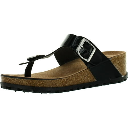 

Wild Diva Lounge Womens Cherie-01 Flip Flop Comfort Footbed Fashion Sandals Black Patent 6