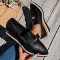 thumbnail image 4 of Wedge Loafers for Women Pointed Toe Espadrilles Casual Vintage Slip on Work Dressy Shoes Casual Trendy Walking Shoes Black Size 6, 4 of 7