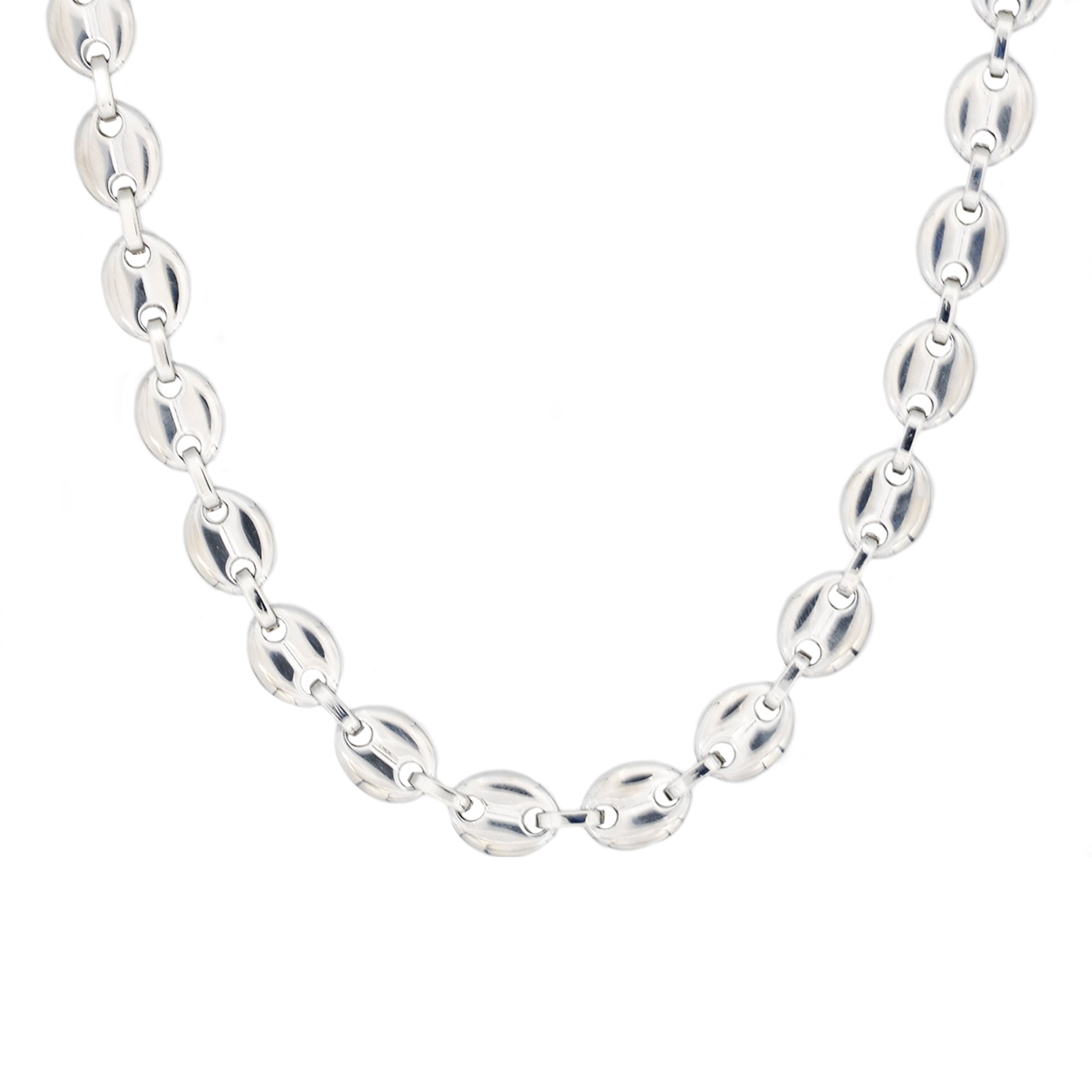 24"MEN Stainless Steel WIDE12mm Silver Puffed Mariner Link Necklace Bracelet SET 