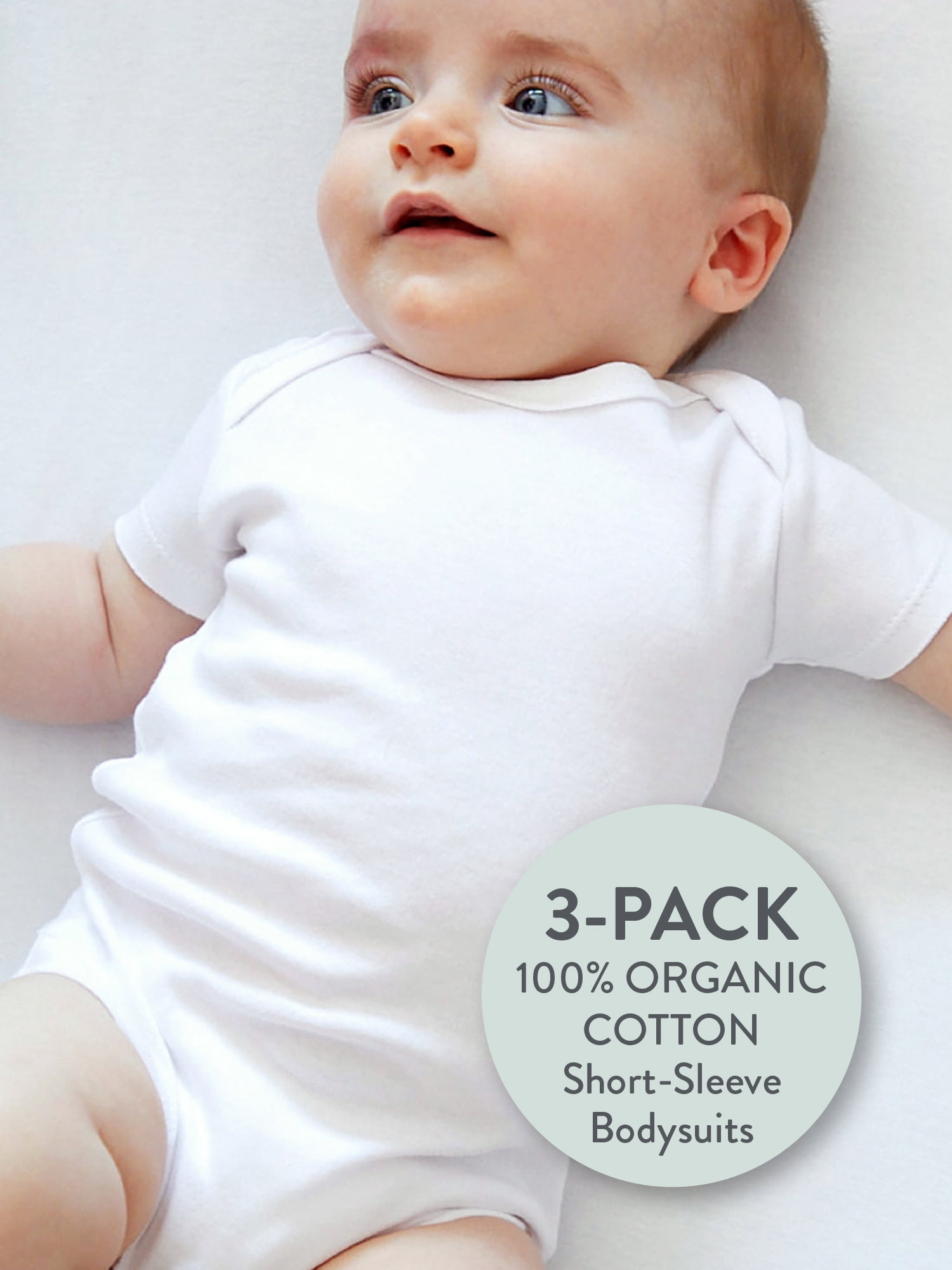 Honest Baby Clothing Baby Boy or Girl Gender Neutral Organic Cotton Short Sleeve Bodysuits, 3 Pack (Preemie-24 Months)