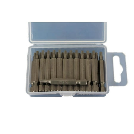 

TEMO 25 pc T15H Tamper Proof Security Torx 6 point 2 Inch (50 mm) Screwdriver Insert Bits