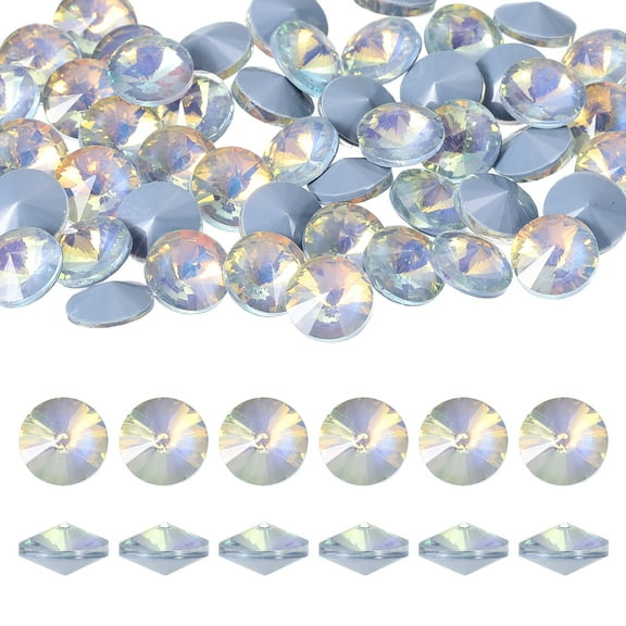 Uxcell 100 Pcs Pointed Back Rhinestones, 6mm Round Faceted Crystal Rivoli Rhinestone, Glass Cabochon Cubic Zirconia Stone Gemstone for Nails Arts Clothes DIY Decoration, Gray