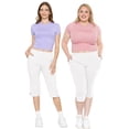thumbnail image 2 of Stretch Is Comfort Women's Cotton Straight Leg Cropped Pants White 4X, 2 of 2