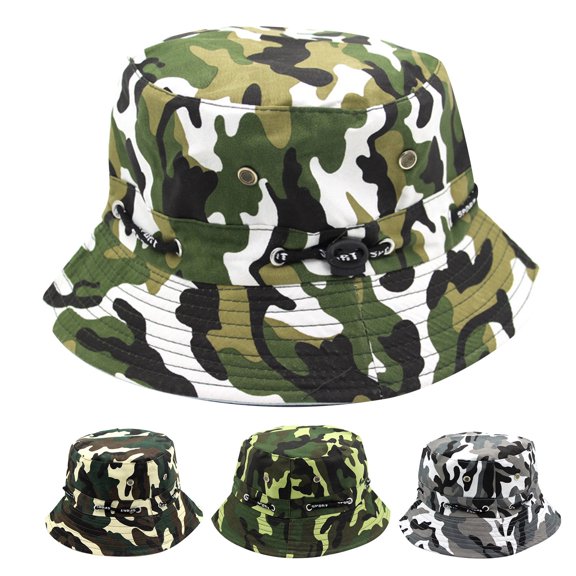 WHEANG Colorful Camo Print Bucket Hat for Men Women - Under $5 All-Day Comfort Fisherman Hat Outdoor Travel Sports Basin Hat UPF 50 Summer Sun Hat White