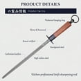thumbnail image 3 of MITSUMOTO SAKARI 12 inch Japanese Knife Sharpening Honing Rod, Professional Kitchen Knife Sharpener, Japanese High Carbon Round Honing Steel (Sourwood Handle), 3 of 6