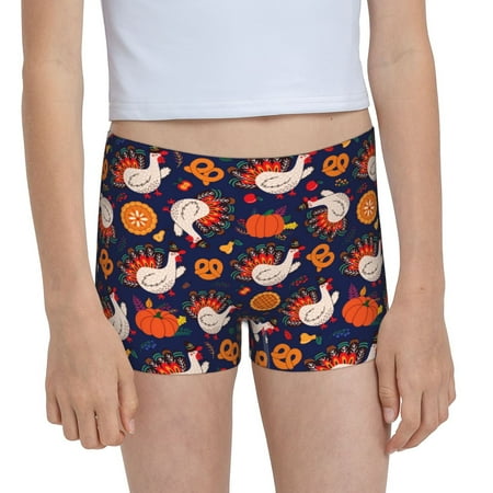 Pofeuu Turkey And Thanksgiving Print Soft Cotton Girls Boyshort panties Toddler Underwear-Medium