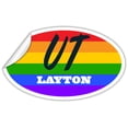 thumbnail image 2 of Layton UT Utah Davis County Rainbow Pride Flag 6 Stripes Pride Flag Euro Decal Bumper Sticker 3M Vinyl 3" x 5", 2 of 3