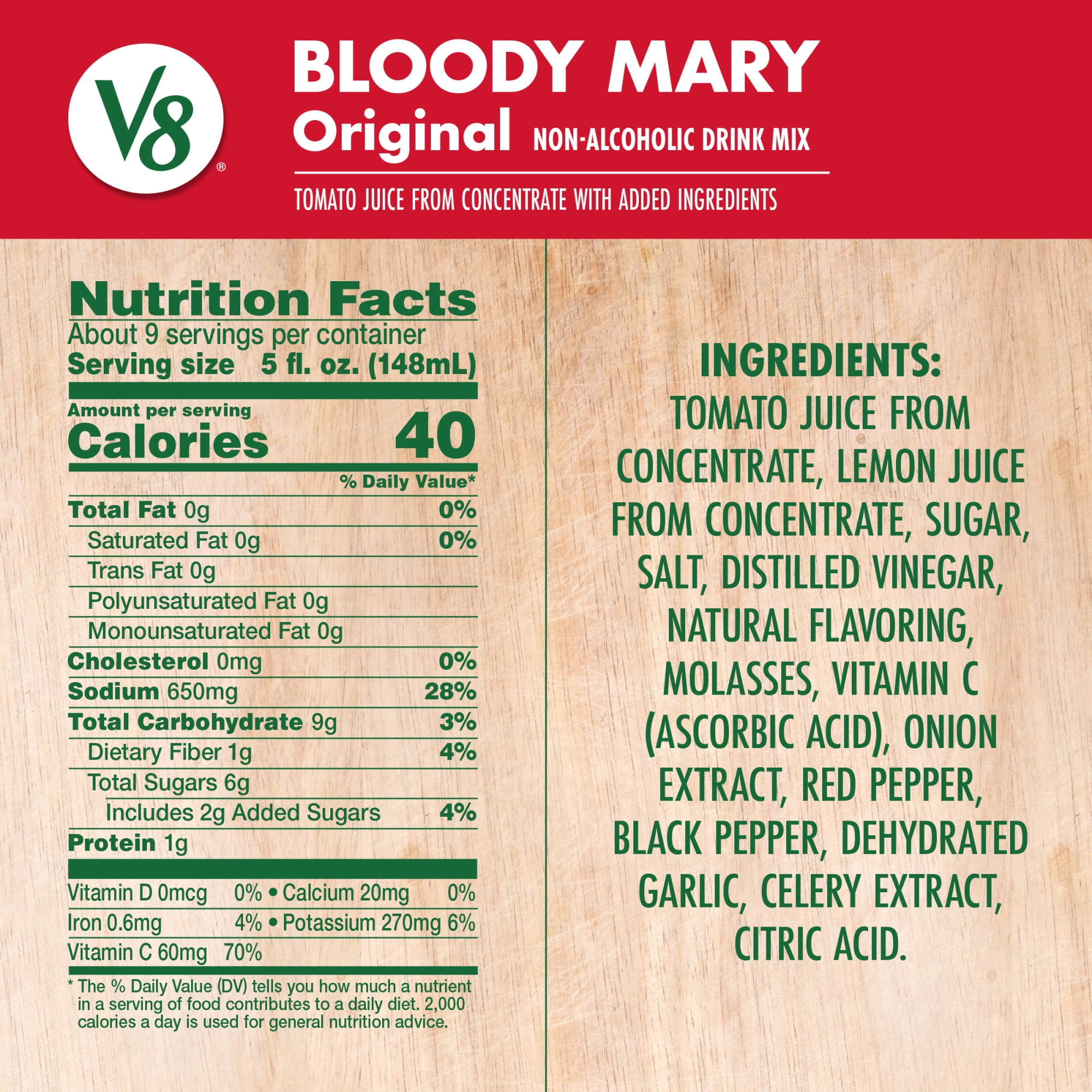 V8 Original Bloody Mary Mix, 46 fl oz Bottle