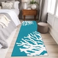 thumbnail image 4 of Runner Rug 2'x6', Teal Blue Coral Coastal Washable Non-Slip Hallway Runner Rugs, Nautical Ocean Summer Beach Bedside Rugs Floor Mats Carpet Runners for Kitchen Bathroom Laundry Room, 4 of 8