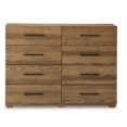 thumbnail image 2 of Benjara Ira 55 Inch Wide Dresser Chest, Wooden Frame, 8 Gliding Drawers, Brown, 2 of 5