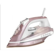 Black + Decker Pearl Glide Steam Iron, Pearl Infused Ceramic Soleplate, Easy-Fill Water Tank, Anti-Drip, Spray Mist, Steam Burst, Vertical Steaming, Auto-Clean, 8ft Cord, Pink & White, IR2398