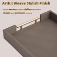 thumbnail image 3 of MODE HOME 2 Piece Woven Leather Ottoman Tray with Gold Handles, Perfect Rectangular Serving Tray for Living Room, Coffee Table Tray as Thoughtful Gift for Home Decor Enthusiasts (Coffee Brown), 3 of 7