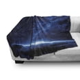 thumbnail image 3 of World Soft Flannel Fleece Throw Blanket, Earth View at Night from Space Atmosphere Stars Cosmic Galaxy Nebula, Cozy Plush for Indoor and Outdoor Use, 60" x 80", Blue and White, by Ambesonne, 3 of 6