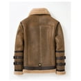 thumbnail image 5 of New Arrival Men's Winter Fashion Coat Genuine Sheepskin Leather Jacket for Motorcyclist Biker Pilot Outerware Wool Liner Double Layers Collar Brown 5XL 6XL,3XL,light brown, 5 of 9