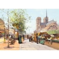 thumbnail image 2 of Eugène Galien-Laloue 14x11 Black Ornate Wood Framed Double Matted Museum Art Print Titled: Notre Dame De Paris, 2 of 5
