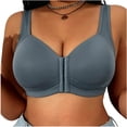 thumbnail image 3 of Feancey Plus Size Bras for Women Front Closure Everyday Brassiere Anti-Sagging High Support Wireless Bras Wide Strap Casual Full Coverage Bra Blue 4XL, 3 of 9