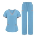 thumbnail image 2 of CHUMUD Scrubs for Women Set - Stretch V-Neck Scrub Top & Wide Leg Pants with Multi Pockets Nurse Workwear, 2 of 9