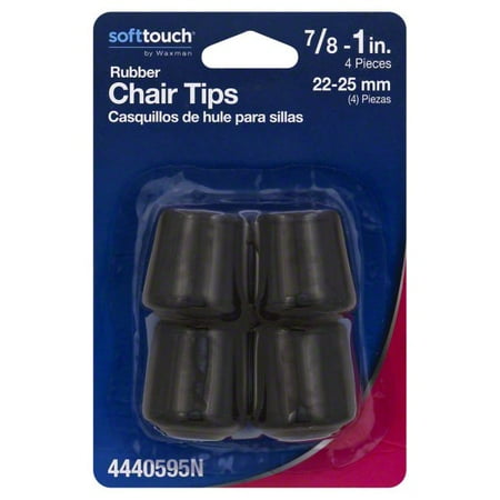 Waxman Soft Touch 7/8 to 1 Inch Rubber Black Chair Tips, 4 pieces