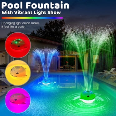 Floating Pool Fountain With Remote & Lights - Whale Design, Rechargeable, For Above & Inground Pools