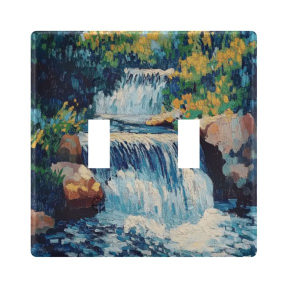 Waterfall Landscape Light Switch Cover Decorative 2 Gang Wall Plate Toggle Switchplate Faceplate