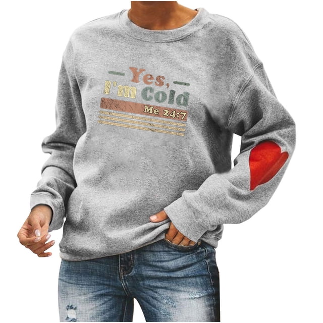 Blusa de manga larga con estampado de cuello redondo para mujer Pompotops gfhjh17334