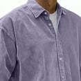 thumbnail image 6 of ZCFZJW Mens Corduroy Shirt Dressy Casual Long Sleeve Button Down Lapel Collar Shirts Lightweight Classic Loose Work Business Tops Purple L, 6 of 7