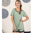 thumbnail image 3 of Doublju Women's Short Sleeve Round Neck Pajama Sleepwear 2 pcs Set (Plus Size Available), 3 of 5