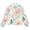 thumbnail image 4 of Jackets for Women Winter Coat Jackets Flannel Stand Collar Jacket(Peach Blossoms Watercolor Floral Art,Size:S-4XL), 4 of 7