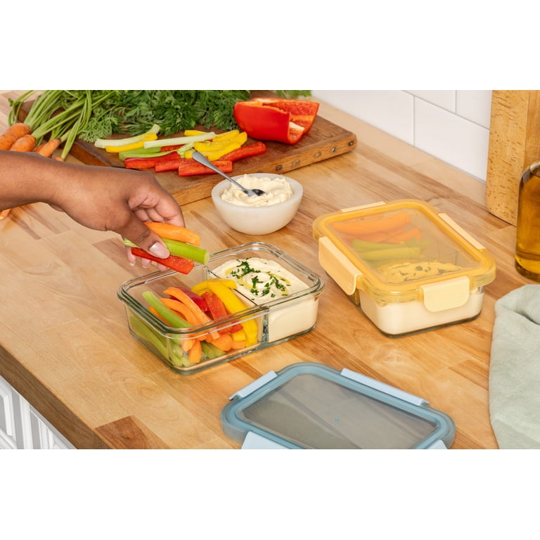 Ello Color Lock 3.4-Cup Divided Glass Meal Prep Set, 4-Piece photo 2